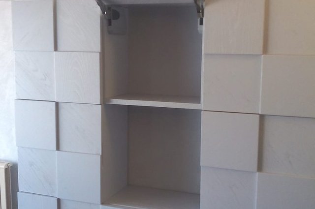 Libreria modulare geometrica laccata bianca