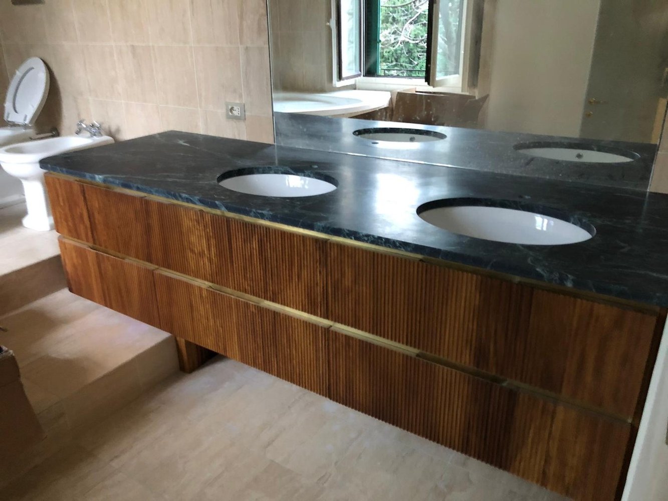 Mobile bagno doppio lavabo in legno